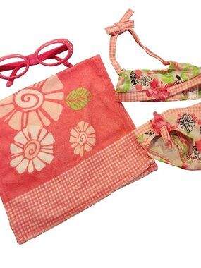 Build A Bear BAB Swim Suit towel and glasses